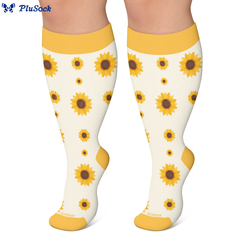 Plusock Plus Size Sunflower Compression Socks(3 Pairs) - image 3