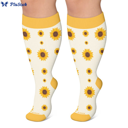 Plusock Plus Size Sunflower Compression Socks(3 Pairs) - image 3
