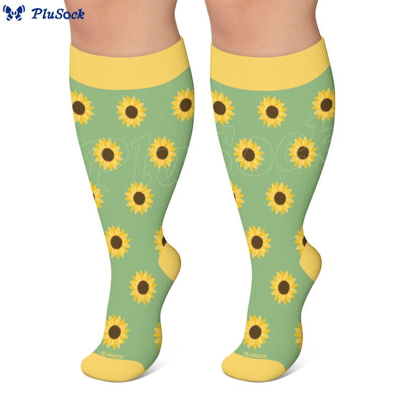 Plusock Plus Size Sunflower Compression Socks(3 Pairs) - image 4