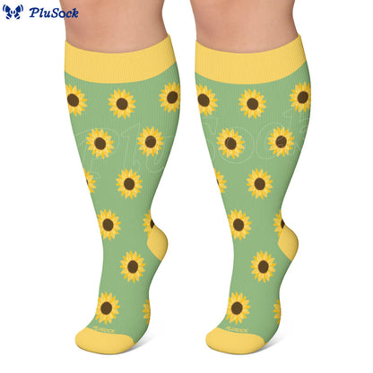 Plusock Plus Size Sunflower Compression Socks(3 Pairs) - image 4