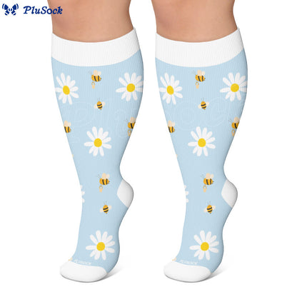 Plusock Plus Size Sunflower Compression Socks(3 Pairs) - image 2