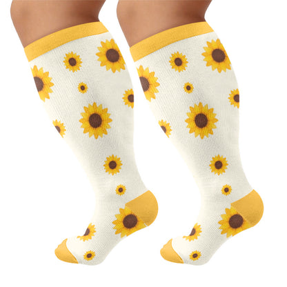 Plusock Plus Size Sunflower Compression Socks(3 Pairs) - Yellow(1 Pair) - 4XL - image 6
