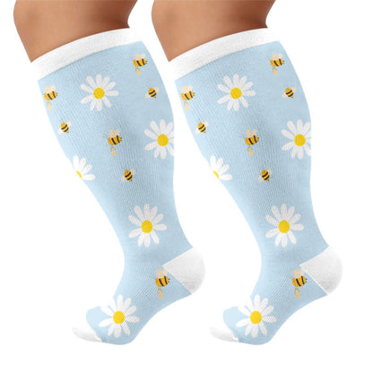 Plusock Plus Size Sunflower Compression Socks(3 Pairs) - Blue(1 Pair) - 4XL - image 5