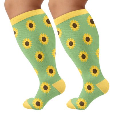 Plusock Plus Size Sunflower Compression Socks(3 Pairs) - Green(1 Pair) - 4XL - image 7