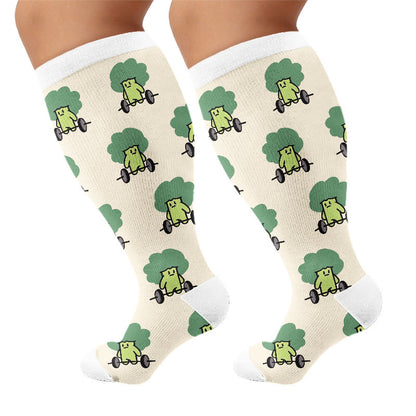 Plusock Plus Size Cute Veggie Fun Compression Socks(3 Pairs) - Apricot(1 Pair) - 4XL - image 6