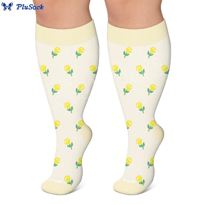 Plusock Plus Size Simple Floral Compression Socks(3 Pairs) - image 4