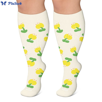Plusock Plus Size Simple Floral Compression Socks(3 Pairs) - image 2