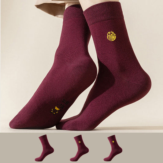 Plusock Wine Lucky Quarter Socks(6 Pairs) - Multicolor*2 - EU43-48(US9-13) - image 0