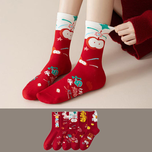 Plusock New Year Best Wishes Quarter Socks(5 Pairs) - image 0