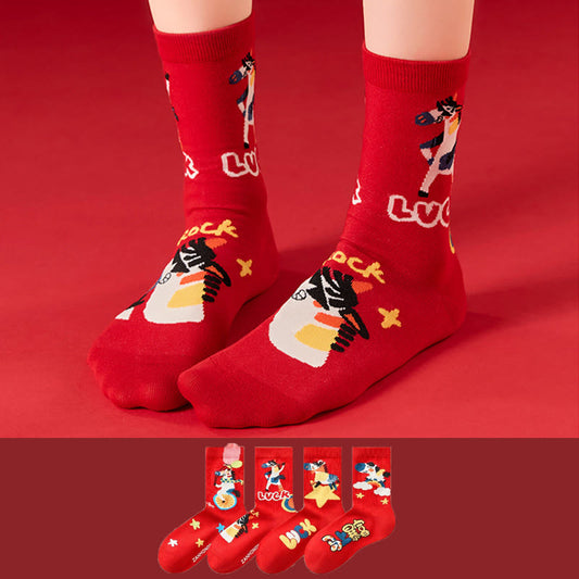 Plusock Funny Hose Pattern Quarter Socks(4 Pairs) - image 0