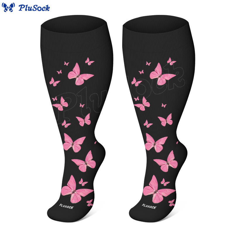 Plusock Plus Size  Butterfly Print Compression Socks(3 Pairs) - image 11