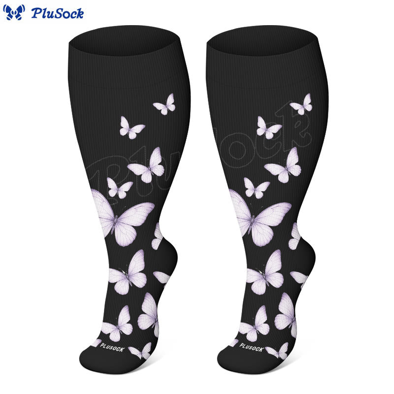 Plusock Plus Size  Butterfly Print Compression Socks(3 Pairs) - image 10