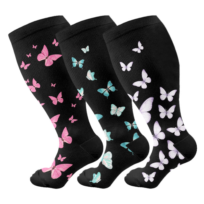 Plusock Plus Size  Butterfly Print Compression Socks - image 1