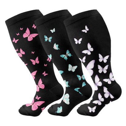 Plusock Plus Size  Butterfly Print Compression Socks - image 1