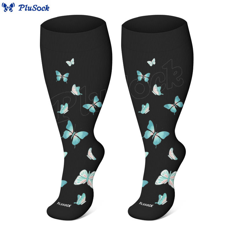 Plusock Plus Size  Butterfly Print Compression Socks - image 3