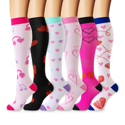 Plusock Sweet Hearts Compression Socks(6 Pairs) - Multicolor - S/M - image 0