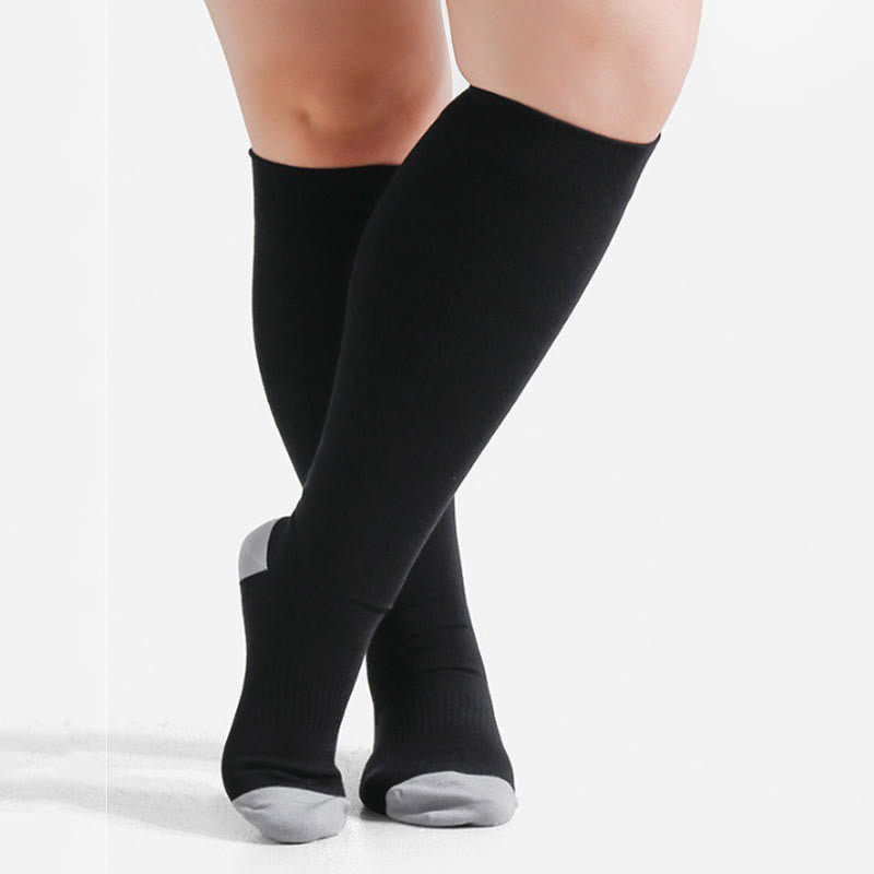Plusock Plus Size Soft Bamboo Fiber Compression Socks - Black - 4XL - image 2