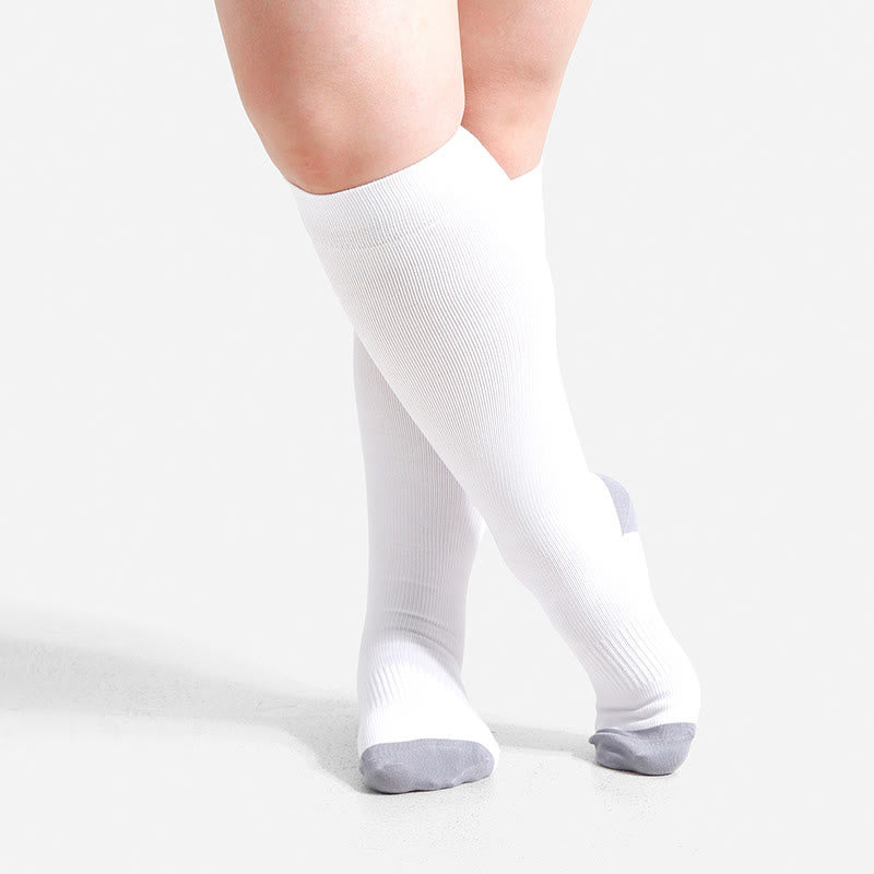 Plusock Plus Size Soft Bamboo Fiber Compression Socks - White - 4XL - image 17