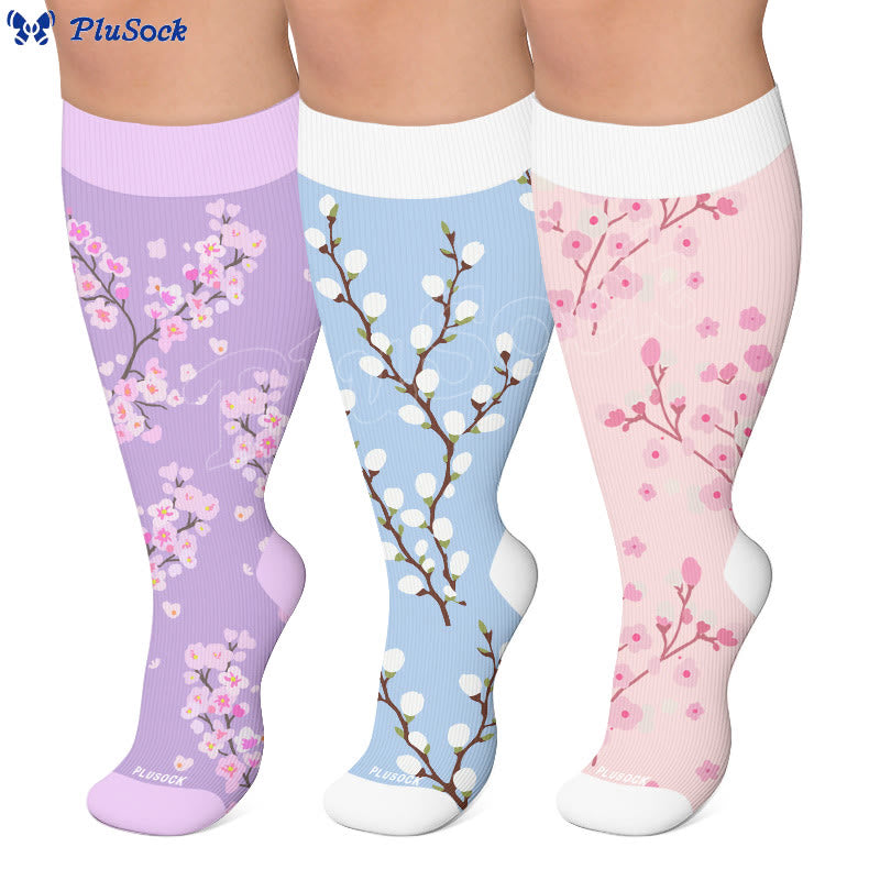 Plusock Plus Size Spring Petal Compression Socks(3 Pairs) - image 0