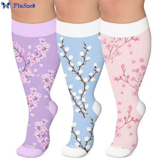Plusock Plus Size Spring Petal Compression Socks(3 Pairs) - image 0