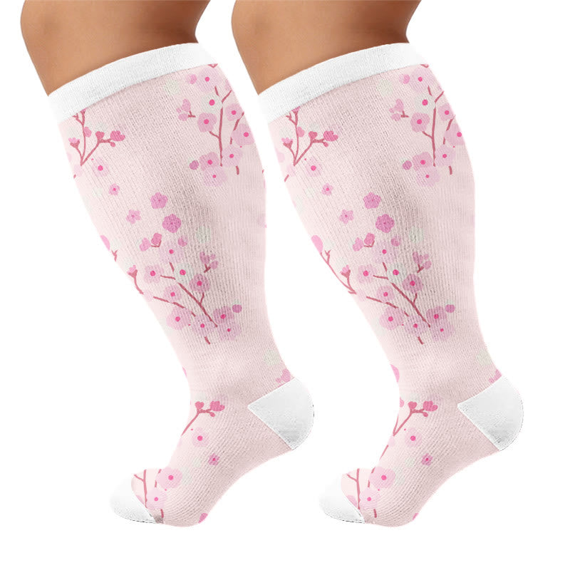 Plusock Plus Size Spring Petal Compression Socks(3 Pairs) - Pink(1 Pair) - 4XL - image 5