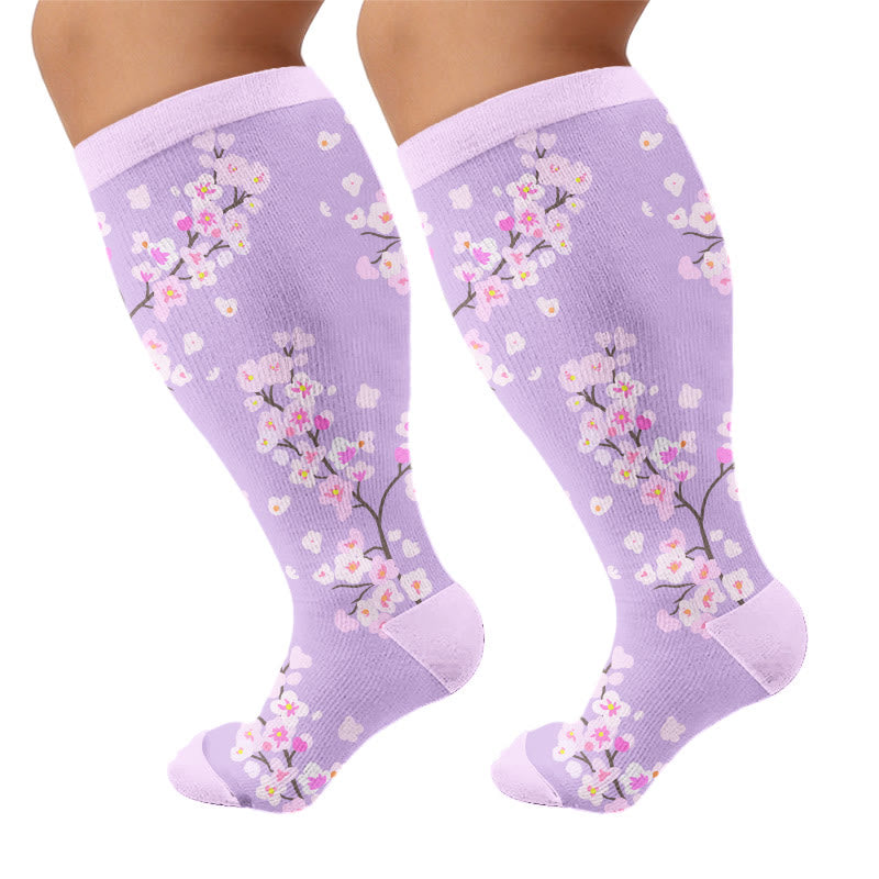 Plusock Plus Size Spring Petal Compression Socks(3 Pairs) - Purple(1 Pair) - 4XL - image 6