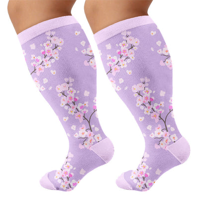 Plusock Plus Size Spring Petal Compression Socks(3 Pairs) - Purple(1 Pair) - 4XL - image 6