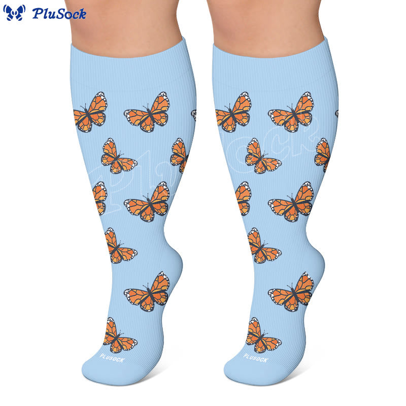 Plusock Plus Size Butterfly Bee Compression Socks(3 Pairs) - image 7