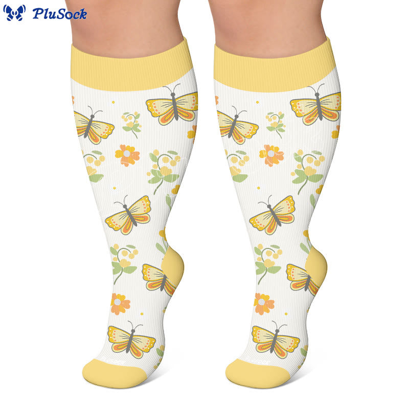 Plusock Plus Size Butterfly Bee Compression Socks(3 Pairs) - image 6