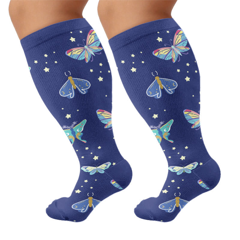 Plusock Plus Size Butterfly Bee Compression Socks(3 Pairs) - Navy Blue(1 Pair) - 4XL - image 10
