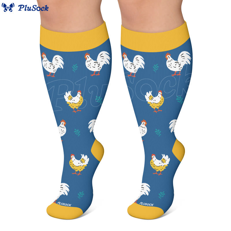Plusock Plus Size Playful Rooster Compression Socks - image 2
