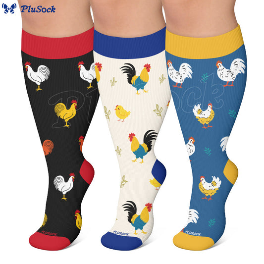 Plusock Plus Size Playful Rooster Compression Socks - image 0