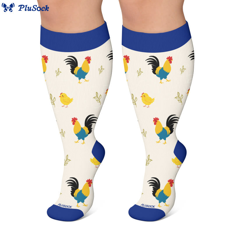 Plusock Plus Size Playful Rooster Compression Socks - image 3