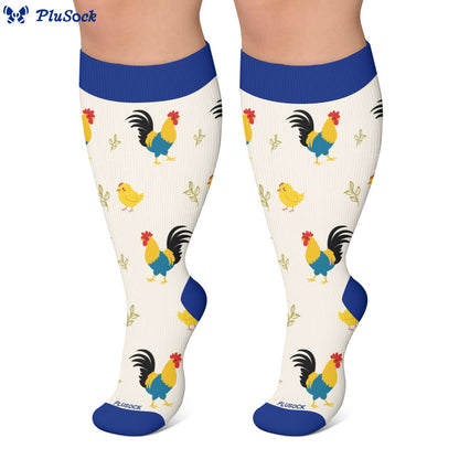 Plusock Plus Size Playful Rooster Compression Socks - image 3