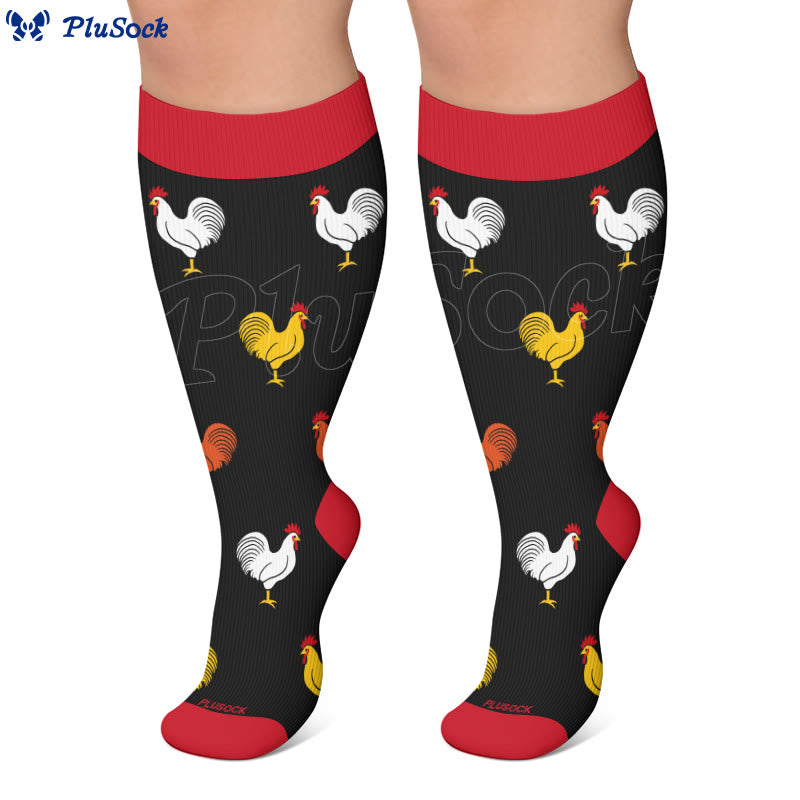 Plusock Plus Size Playful Rooster Compression Socks - image 4