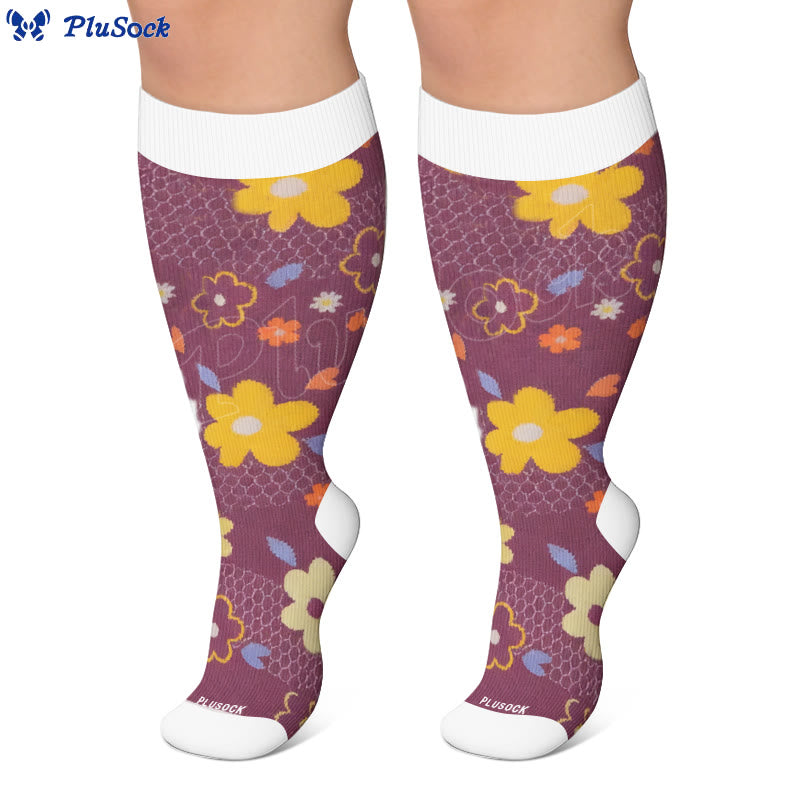 Plusock Plus Size Floral Touch Compression Socks - image 2