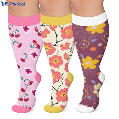 Plusock Plus Size Floral Touch Compression Socks - image 0