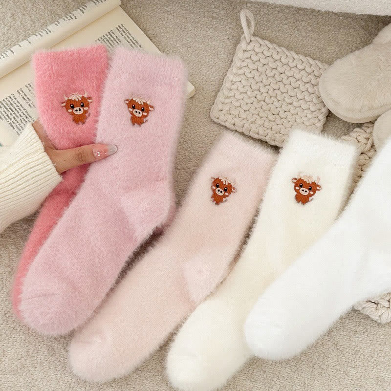 Plusock Cartoon Cow Quarter Socks(5 Pairs) - image 2