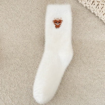 Plusock Cartoon Cow Quarter Socks(5 Pairs) - White - EU36-42(US3-8.5) - image 5