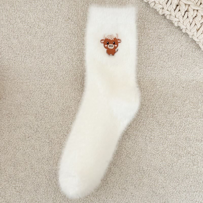 Plusock Cartoon Cow Quarter Socks(5 Pairs) - Beige - EU36-42(US3-8.5) - image 6