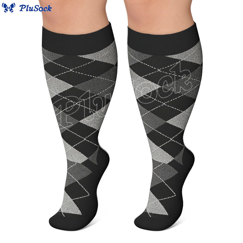 Plusock Plus Size Rhombus Compression Socks 2XL-7XL(3 Pairs) - image 10