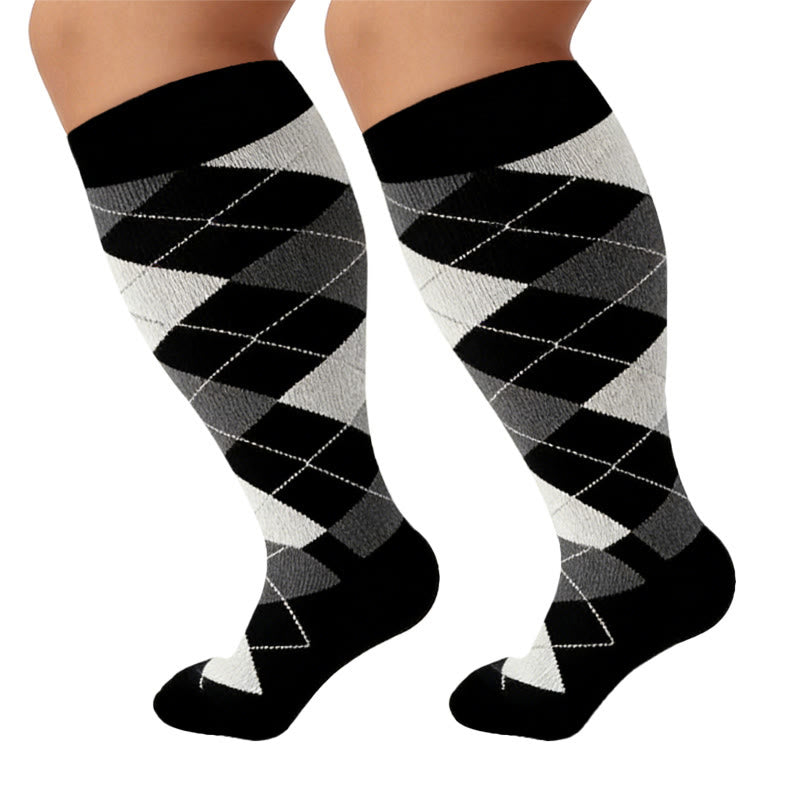 Plusock Plus Size Rhombus Compression Socks 2XL-7XL(3 Pairs) - image 14
