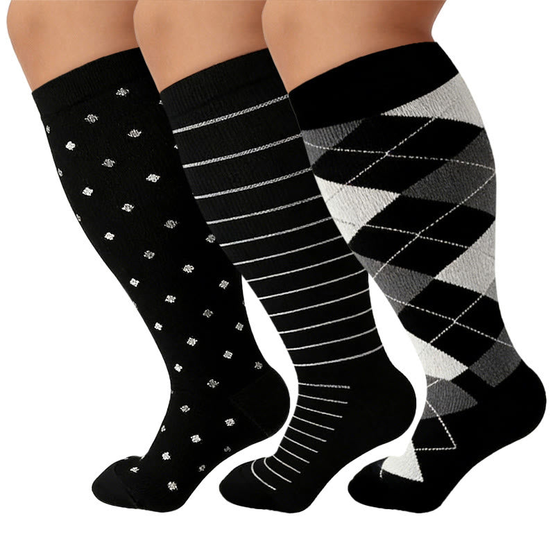 Plusock Plus Size Rhombus Compression Socks 2XL-7XL(3 Pairs) - image 1