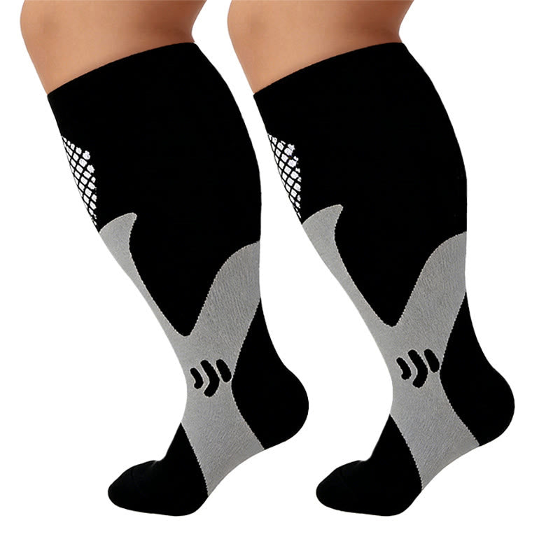 Plusock Plus Size Wide Calf Sports Compression Socks 2XL-7XL(3 Pairs) - image 9