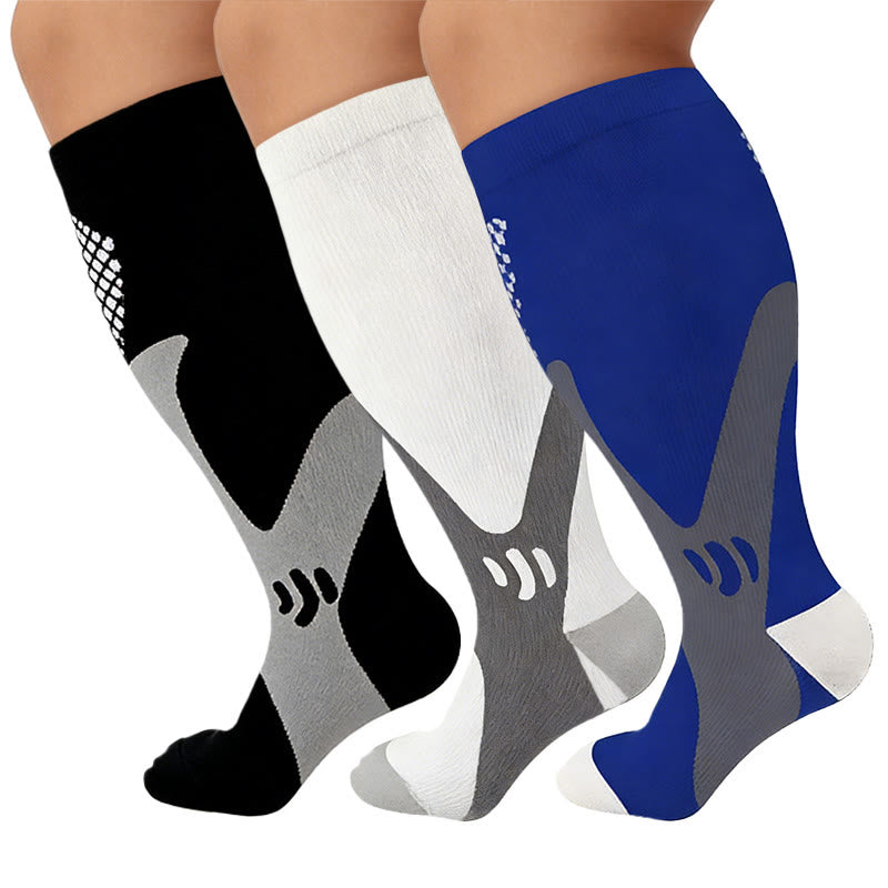 Plusock Plus Size Wide Calf Sports Compression Socks 2XL-7XL(3 Pairs) - image 1