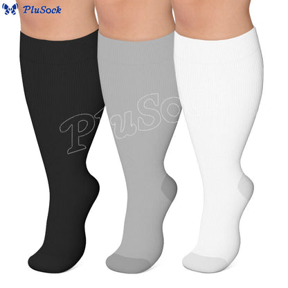 Plusock Solid Color Plus Size Compression Socks 2XL-7XL(3 Pairs) - image 0