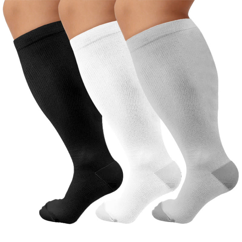 Plusock Solid Color Plus Size Compression Socks 2XL-7XL(3 Pairs) - image 2