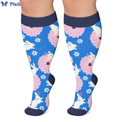 Plusock Plus Size Floral Bunny Compression Socks - image 7