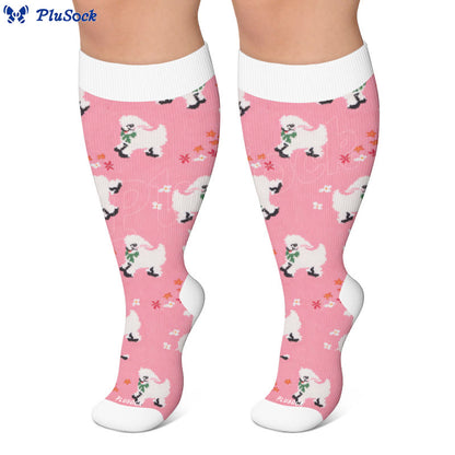 Plusock Plus Size Floral Bunny Compression Socks - image 5