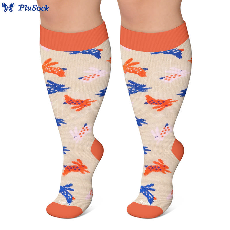 Plusock Plus Size Floral Bunny Compression Socks - image 6
